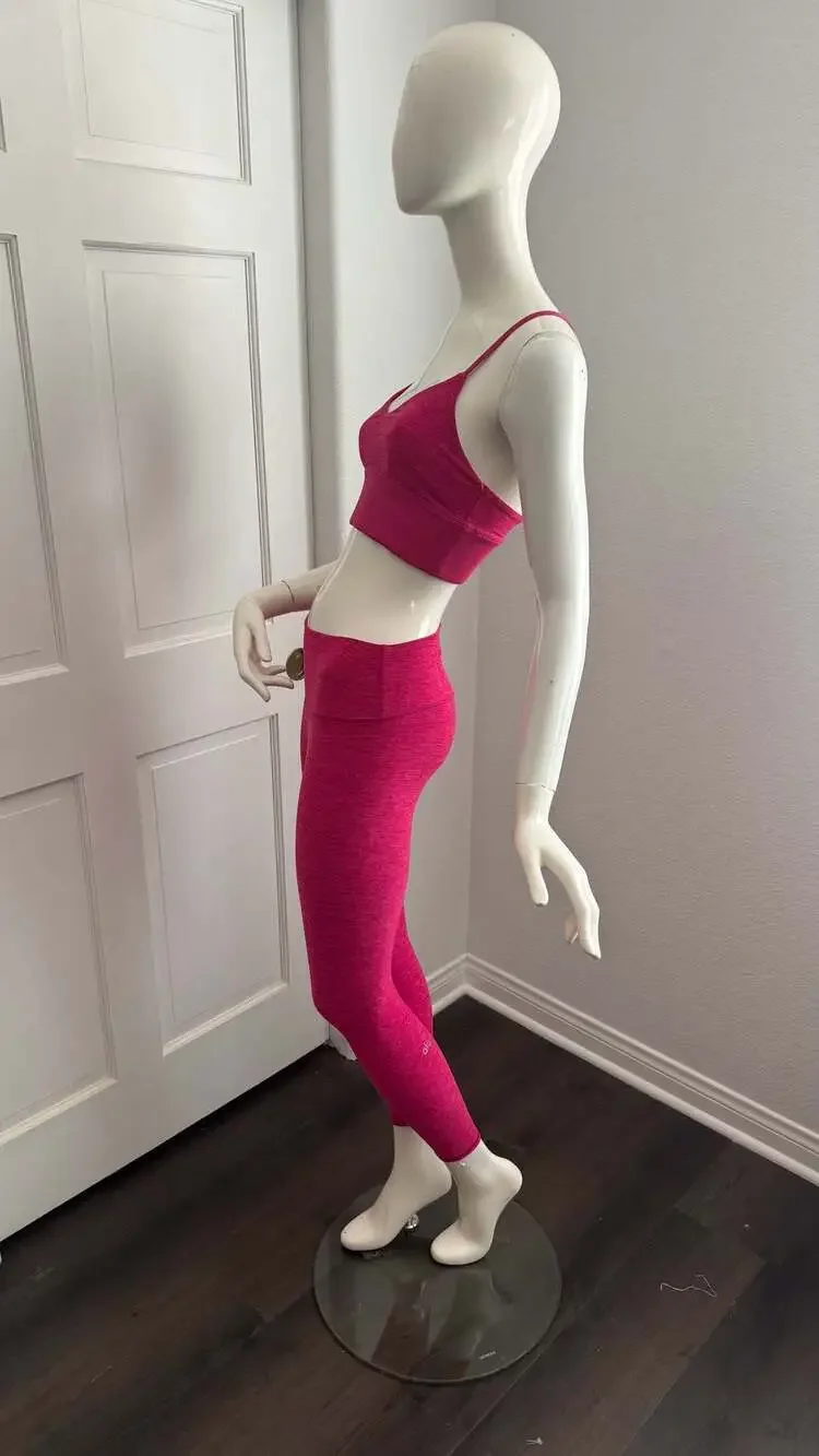 ALO Yoga HeatherFlex High-Waisted TLC Legging and Strappy Bra Set - Raspberry Fi
